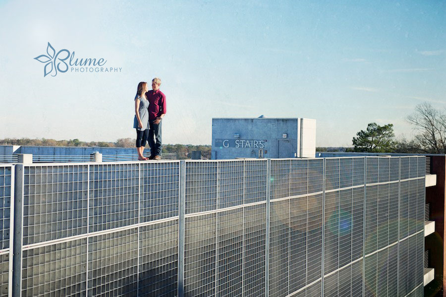 parking deck engagement portrait