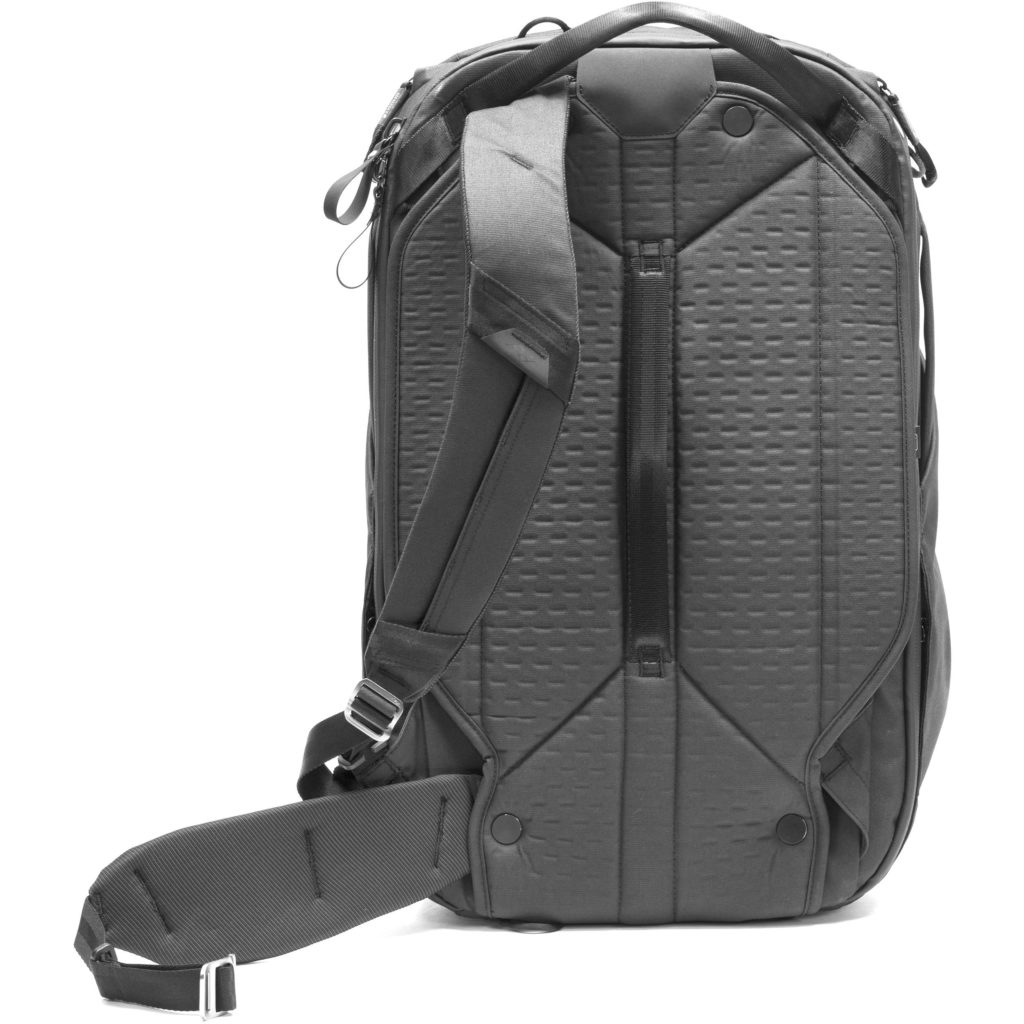 swiveling straps of the peak design travel backpack